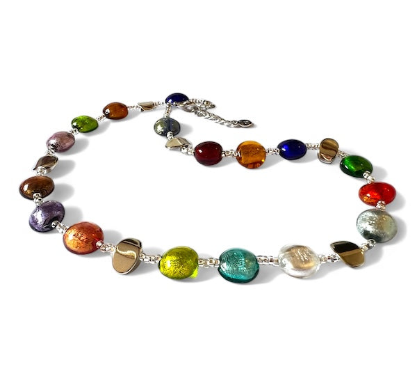 Glass Of Venice Murano-halsketting, lange lengte, Italiaanse meerkleurige zomerso-parels, handgemaakt, geblazen glas voor vrouwen Glass Of Venice Murano-halsketting, lange lengte, Italiaanse meerkleurige zomerso-parels, handgemaakt, geblazen glas voor vrouwen