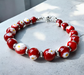Murano glas armband San Remo rosso scuro - handgemaakt donkerrood Venetiaans glas van Corte Murrina