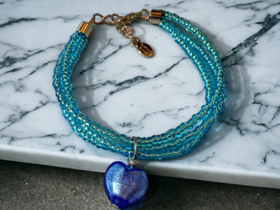 Murano glas armband Bergamo aqua - handgemaakt aqua blauw Venetiaans glas