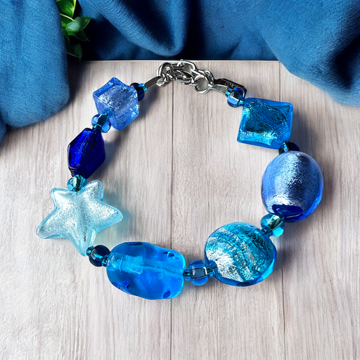 Murano glas armband Cinque Terre aqua - handgemaakt aqua blauw Venetiaans glas