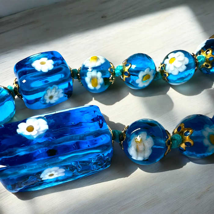 Murano glas armband Lucca aqua - handgemaakt aqua blauw Venetiaans glas