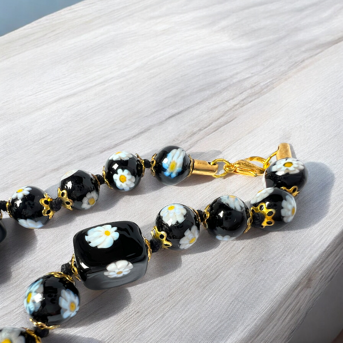 Murano glas armband Lucca nero - handgemaakt zwart Venetiaans glas