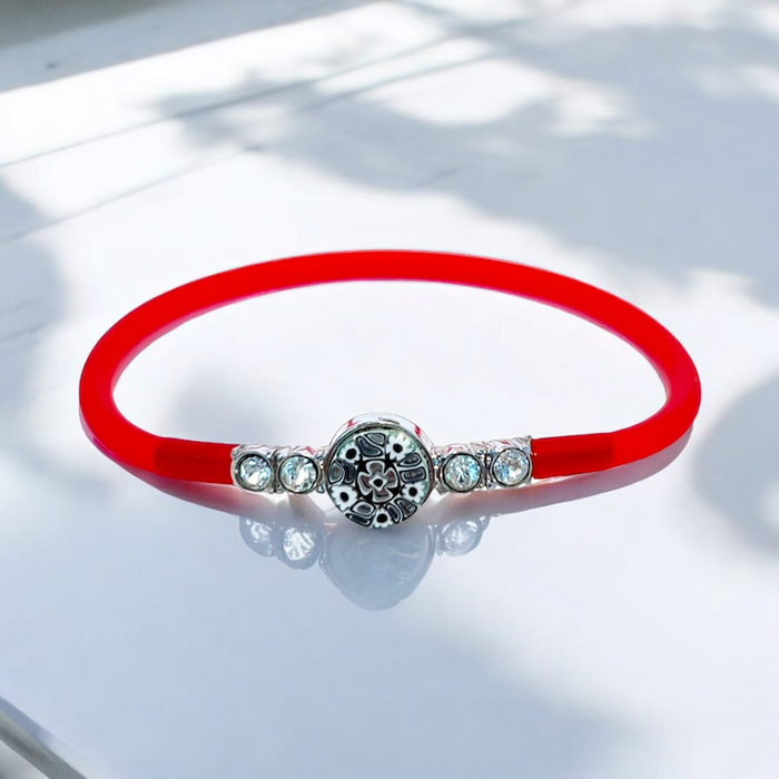 Murano glas en strass armband Matera rosso - handgemaakt rood Venetiaans glas met strass