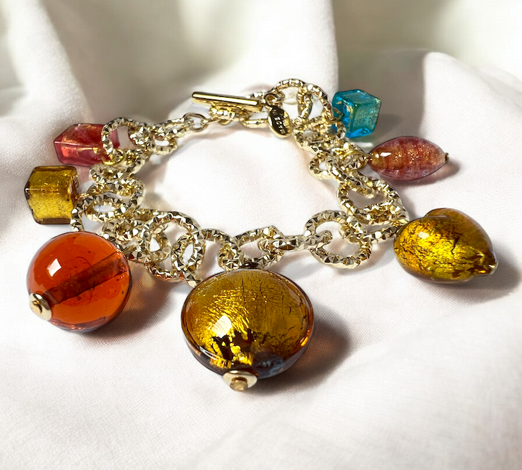 Murano glas armband Milano ambra - handgemaakt amber Venetiaans glas