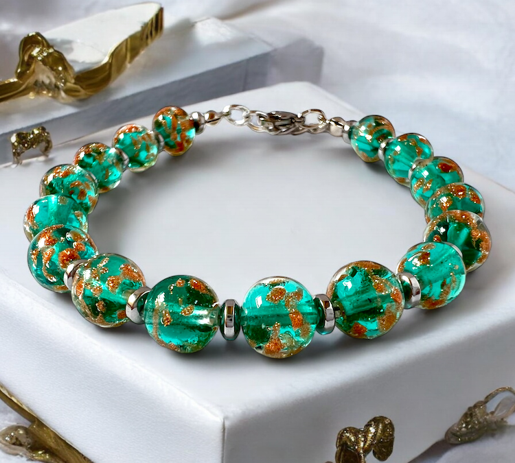 Murano glas armband Palermo mare blu - handgemaakt zeeblauw Venetiaans glas