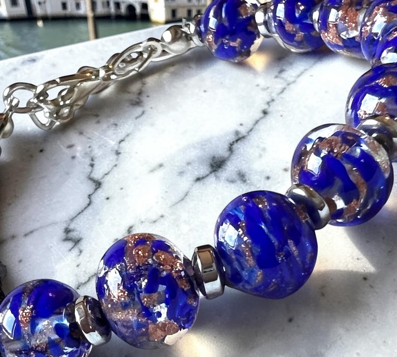 Murano glas armband 'Palermo' Aqua Scuro