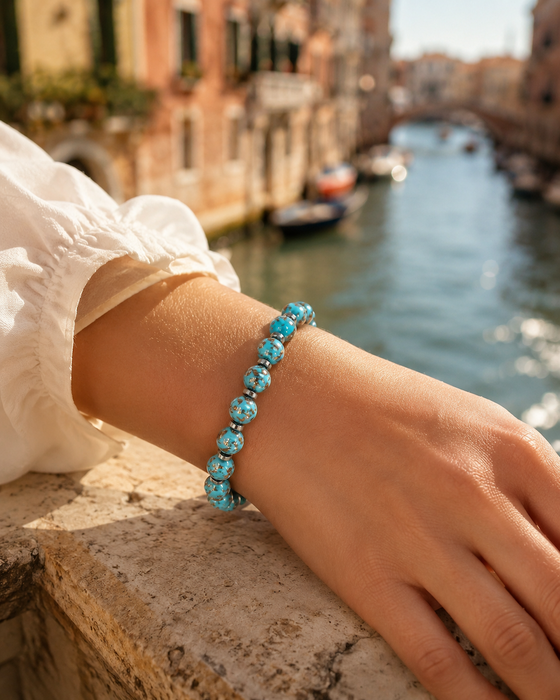 Murano glas armband 'Palermo' Aqua Chiaro
