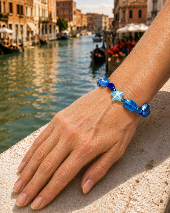 Murano glass bracelet 'Cinque Terre' Aqua