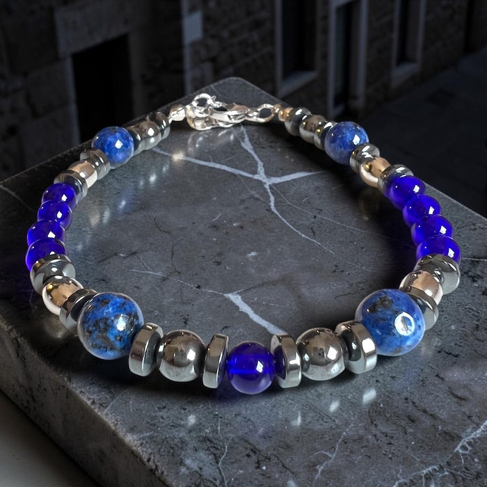 NEU! Carrara Blu Cobalto – Herrenarmband aus Muranoglas | Bella Murano