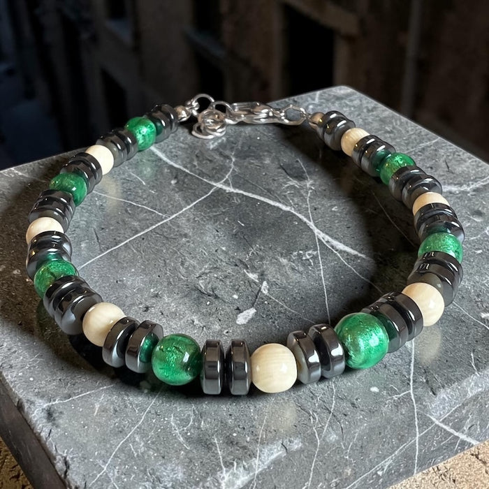 NEW! Carrara Foresta — Murano glass men's bracelet | Bella Murano