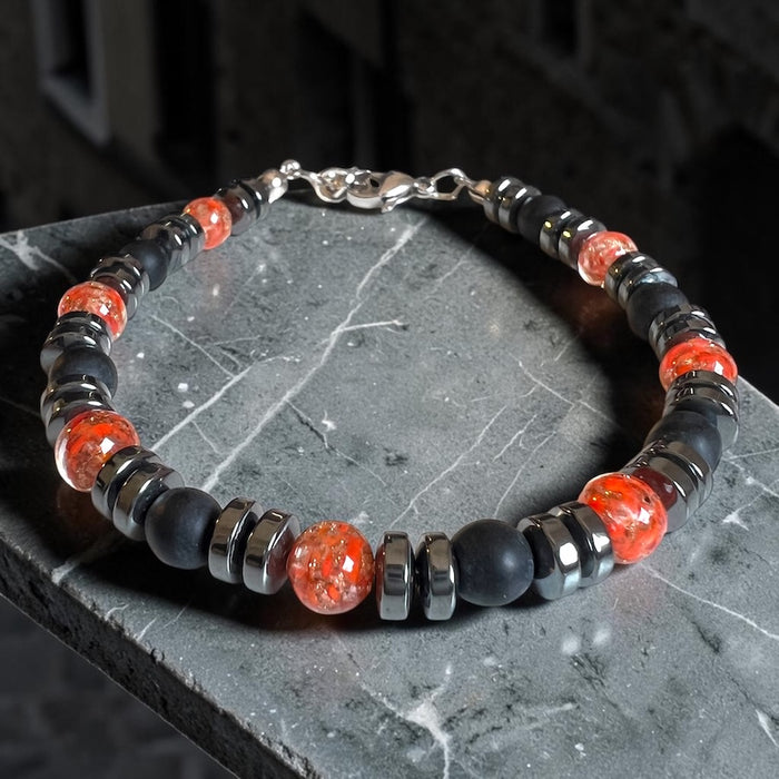 NEW! Carrara Vulcano — Murano glass men's bracelet | Bella Murano