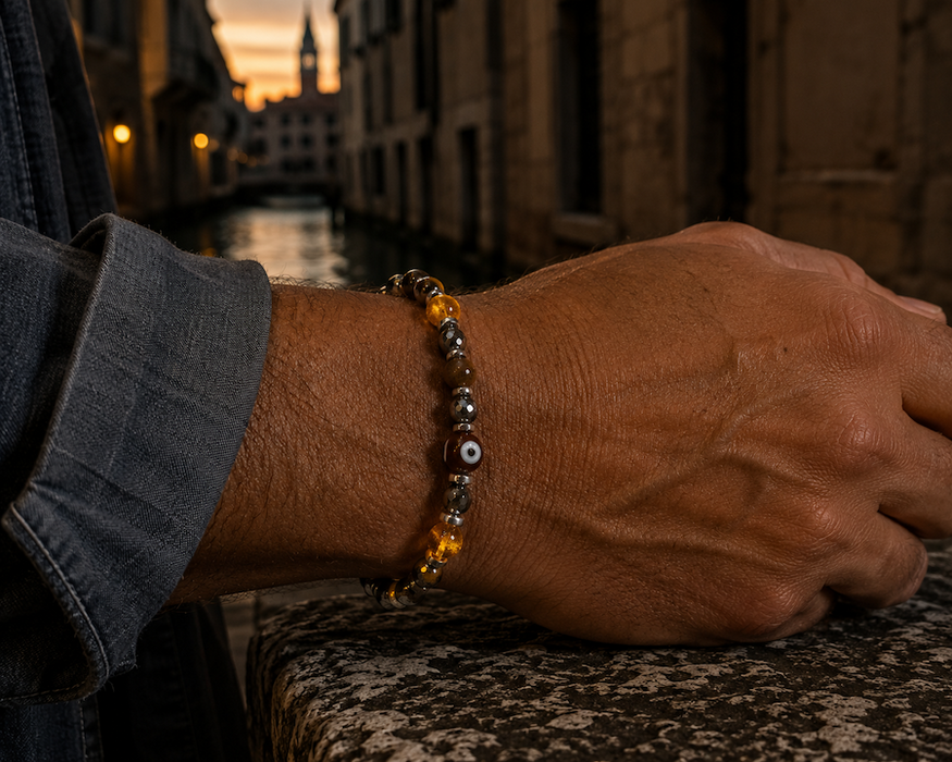 NEU! Carrara Ambra – Herrenarmband aus Muranoglas | Bella Murano