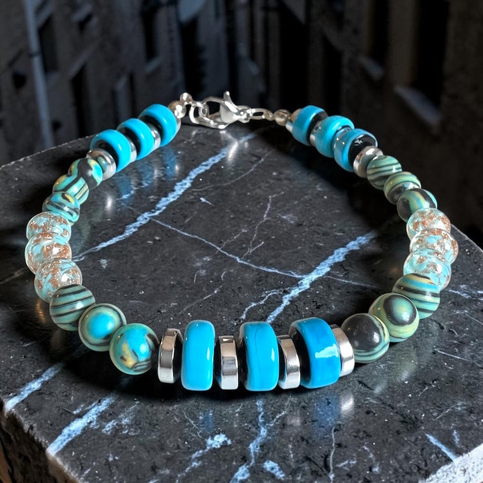 NEU! Carrara Turchese – Herrenarmband aus Muranoglas | Bella Murano