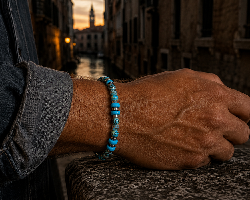NEU! Carrara Turchese – Herrenarmband aus Muranoglas | Bella Murano