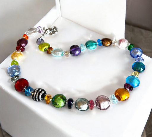 Murano glas halsketting Ferrara multicolor handgemaakt Venetiaans glas