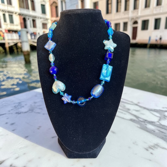 Murano glass necklace 'Cinque Terre' Aqua
