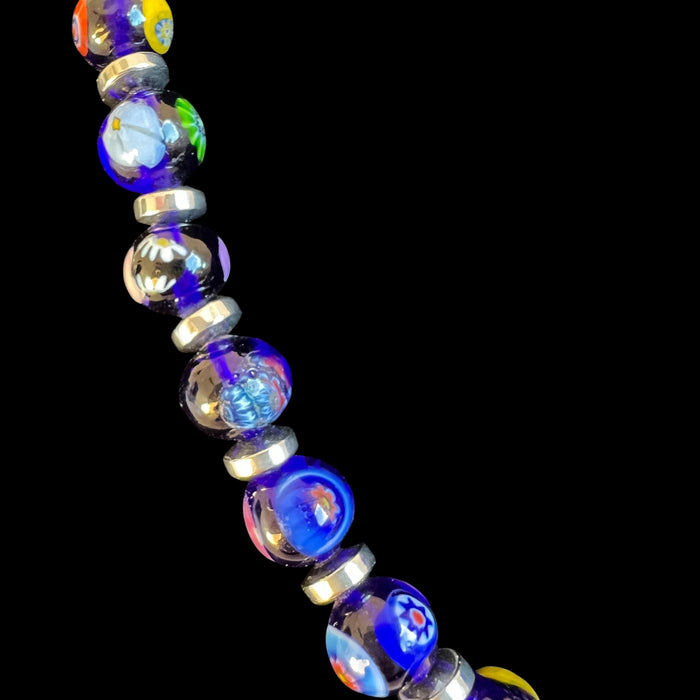 Murano glas halsketting 'Novara' Aqua scuro