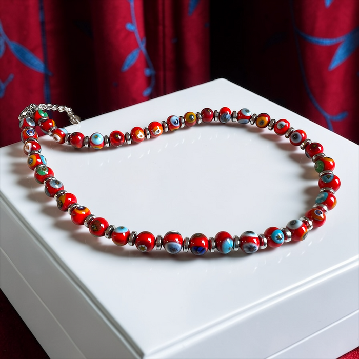 Halskette aus Muranoglas 'Novara' Rosso
