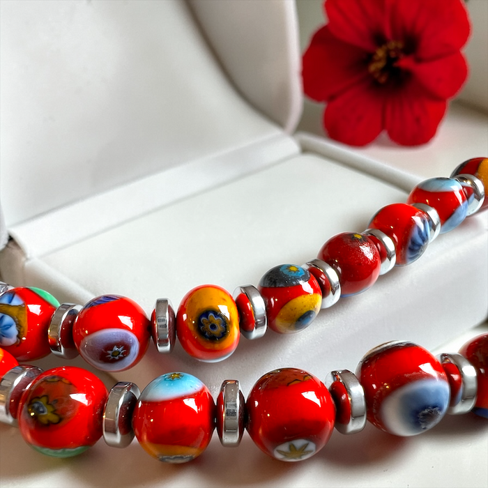 Halskette aus Muranoglas 'Novara' Rosso