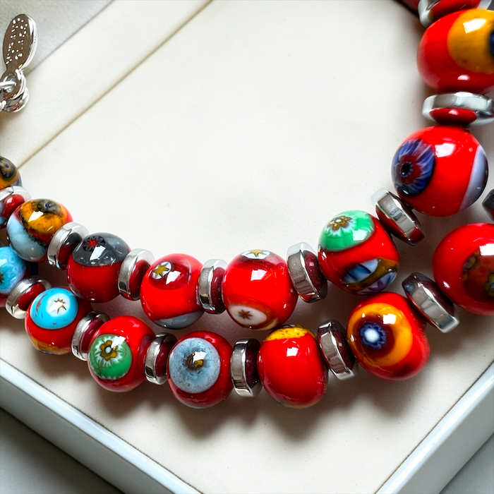 Halskette aus Muranoglas 'Novara' Rosso