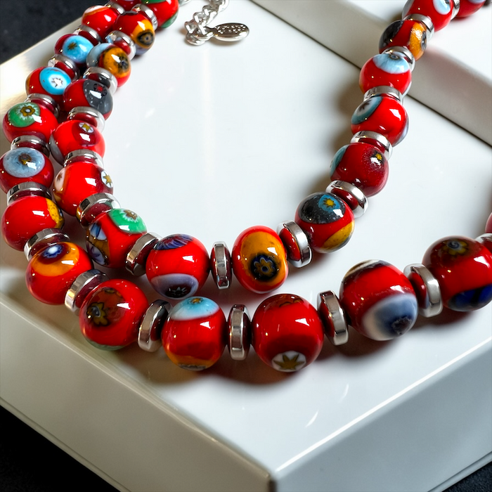 Halskette aus Muranoglas 'Novara' Rosso