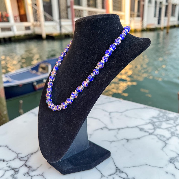 Murano necklace 'Palermo' Argento Aqua Scuro