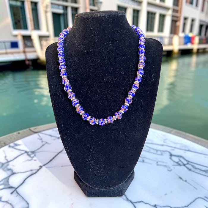 Murano necklace 'Palermo' Argento Aqua Scuro