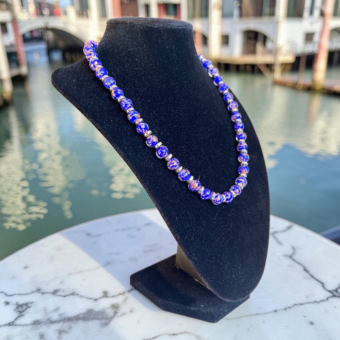 Murano necklace 'Palermo' Argento Aqua Scuro