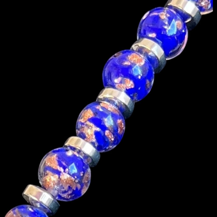 Murano necklace 'Palermo' Argento Aqua Scuro
