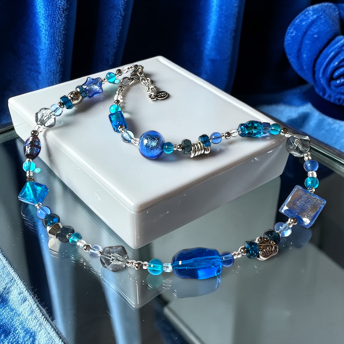 Murano glass necklace 'Roma' Aqua