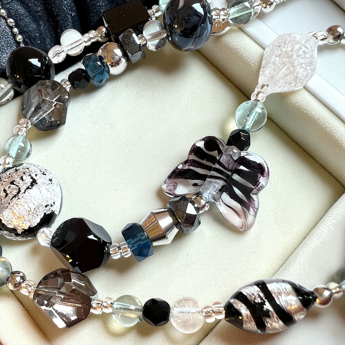 Murano glass necklace 'Roma' Nero