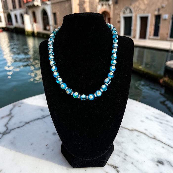 Halskette aus Muranoglas 'San Remo' Aqua Trasparente