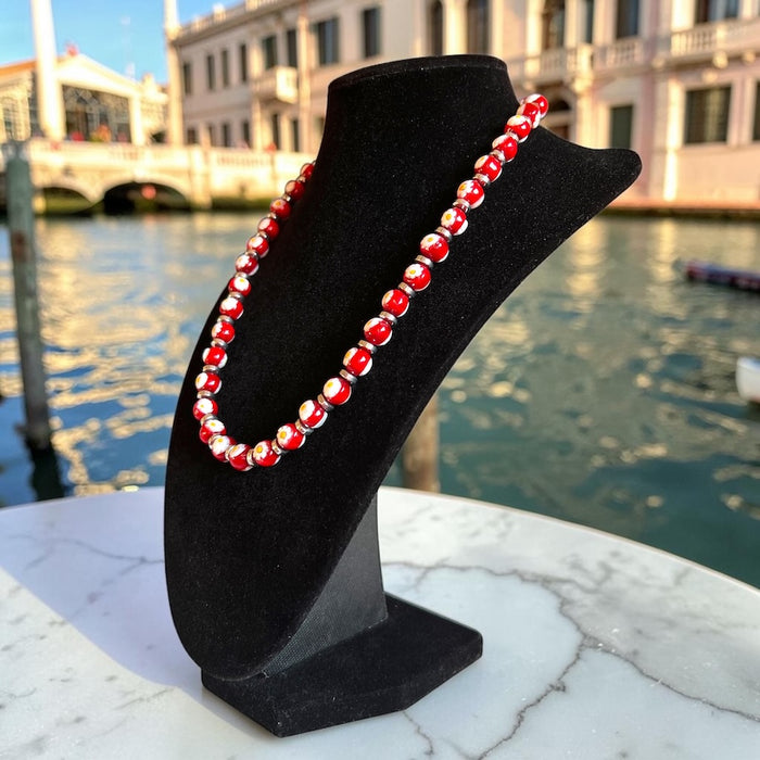 Murano glas halsketting 'San Remo' Rosso Scuro