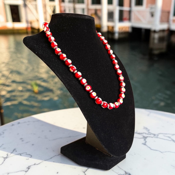 Murano glas halsketting 'San Remo' Rosso Scuro