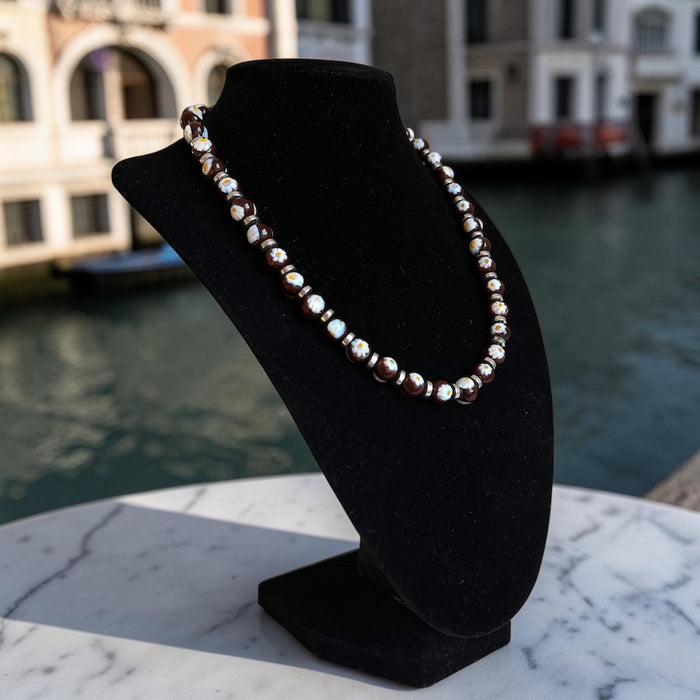 Murano glas halsketting 'San Remo' Marrone