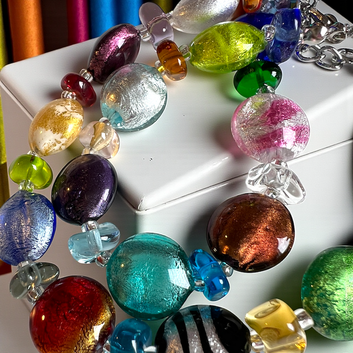 Murano glas 'Ferrara' multicolor Halsketting
