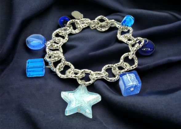 Murano glas armband Milano aqua - handgemaakt aqua blauw Venetiaans glas