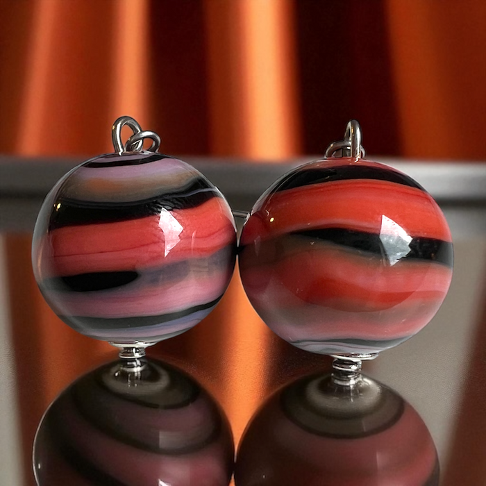 Murano glazen oorbellen Salina in terracotta kleur, handgemaakt Venetiaans glas met warme tint