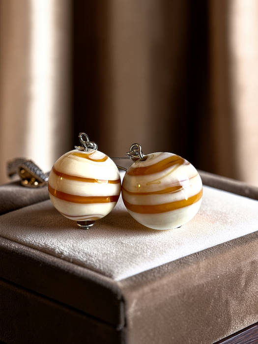 NIEUW! Murano glas oorbellen 'Salina' Caramello