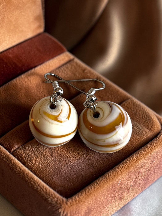 NIEUW! Murano glas oorbellen 'Salina' Caramello