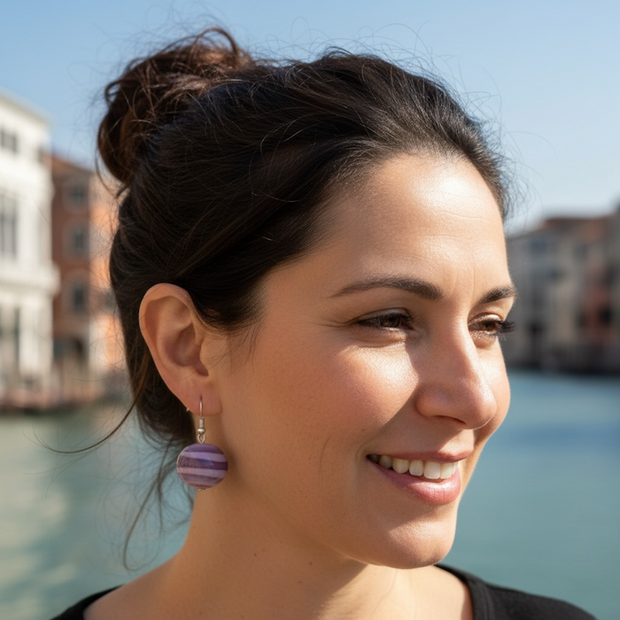 NIEUW! Murano glas oorbellen 'Salina' Rosa