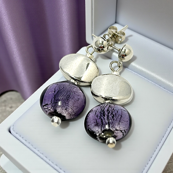 Murano Sterling earrings 'Sienna' violet
