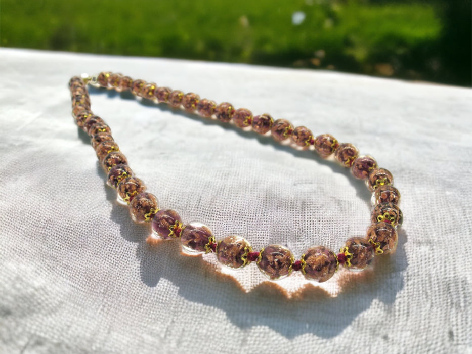 Murano glas halsketting Palermo marrone oro - handgemaakt bruin-goud Venetiaans glas