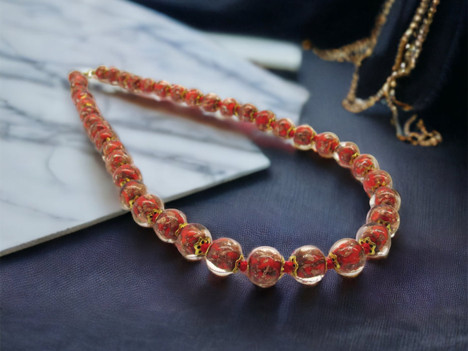 Murano glas halsketting Palermo rosso - handgemaakt rood Venetiaans glas