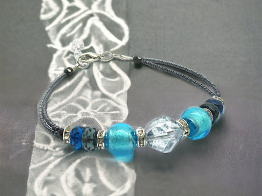 Murano glas armband Padua aqua - handgemaakt aqua blauw Venetiaans glas