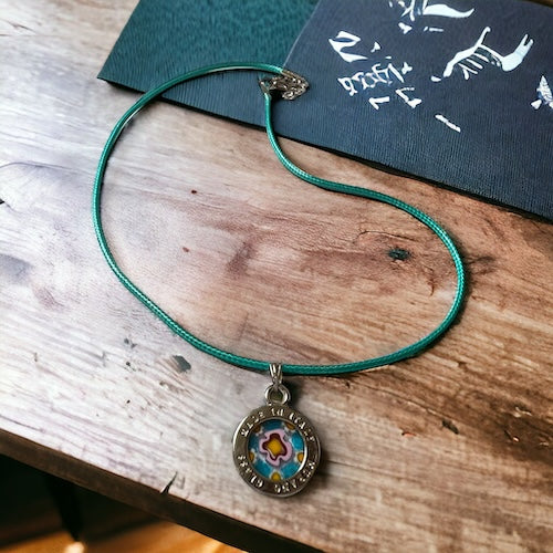 Murano glas halsketting Lecce aqua - handgemaakt aqua blauw Venetiaans glas