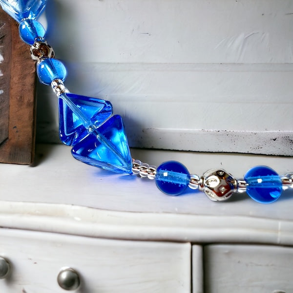 Murano glas halsketting set Arezzo aqua blauw handgemaakt Venetiaans glas