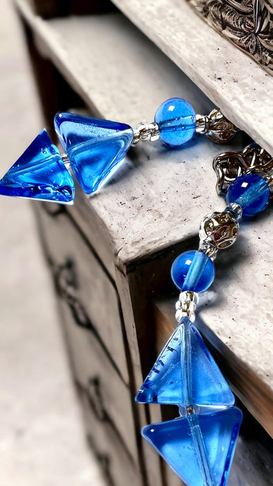 Murano glas halsketting set Arezzo aqua blauw handgemaakt Venetiaans glas