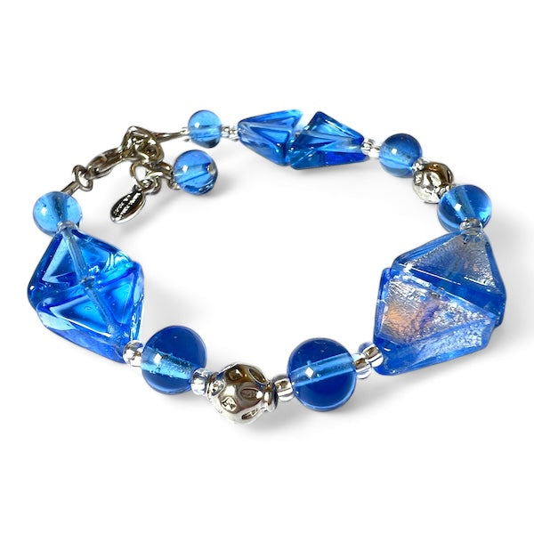 Murano glas halsketting set Arezzo aqua blauw handgemaakt Venetiaans glas