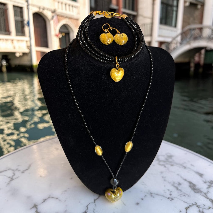NEW! - Jewelry set 'Napoli' – handmade Murano glass with 24k gold